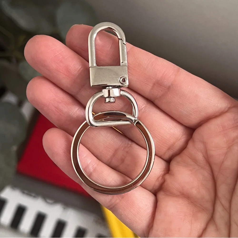 Silver Keychain Swivel Clip Bag Charm in Polished Silver